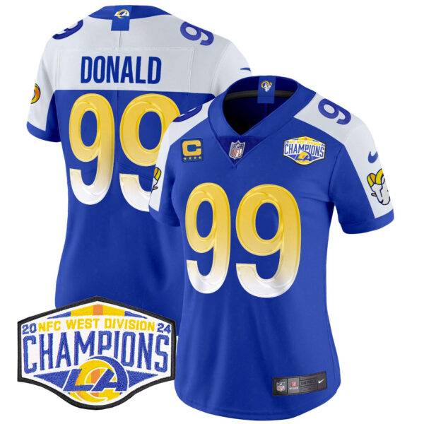 Women's Los Angeles Rams 2024 NFC West Division Champions Vapor Limited Jersey - All Stitched - Image 7