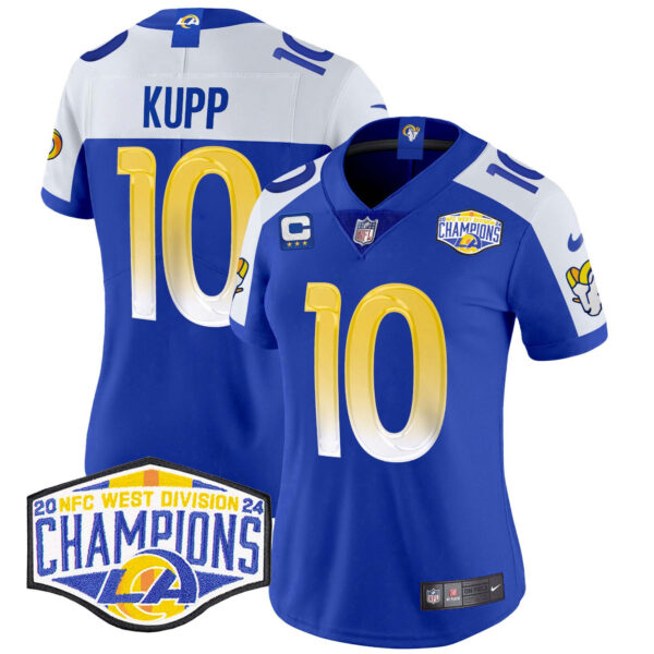 Women's Los Angeles Rams 2024 NFC West Division Champions Vapor Limited Jersey - All Stitched - Image 8