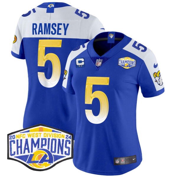 Women's Los Angeles Rams 2024 NFC West Division Champions Vapor Limited Jersey - All Stitched - Image 12