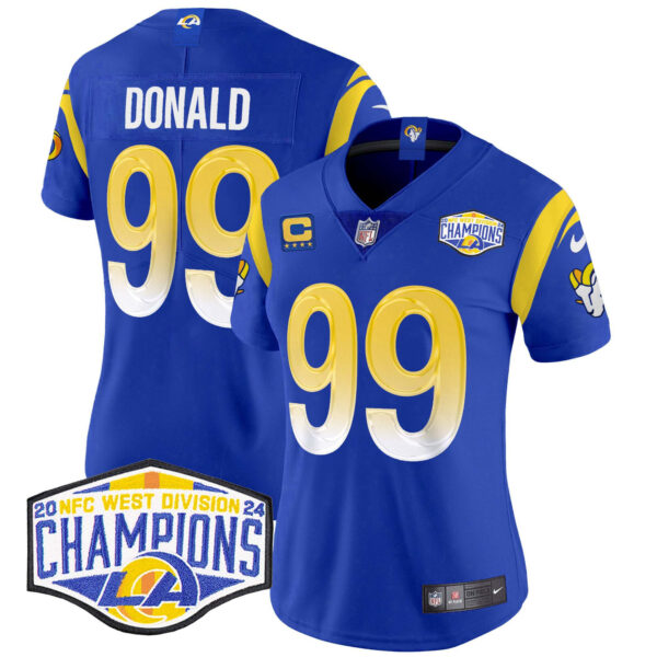 Women's Los Angeles Rams 2024 NFC West Division Champions Vapor Limited Jersey - All Stitched - Image 13