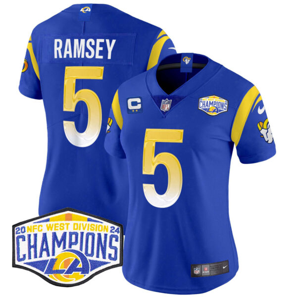 Women's Los Angeles Rams 2024 NFC West Division Champions Vapor Limited Jersey - All Stitched - Image 18