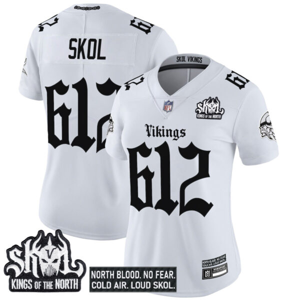 Women's Minnesota Vikings 'Gothic Norseblood Edition' Vapor Limited Jersey - All Stitched - Image 11