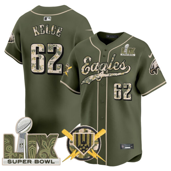 Philadelphia Eagles Armed Forces Day Super Bowl LIX Vapor Baseball Jersey - All Stitched - Image 3