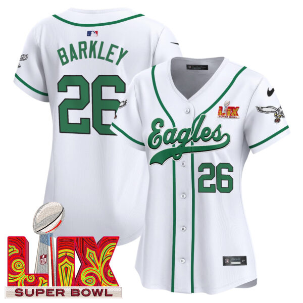 Women's Philadelphia Eagles Super Bowl LIX Patch Kelly Green Vapor Baseball Jersey - All Stitched - Image 12