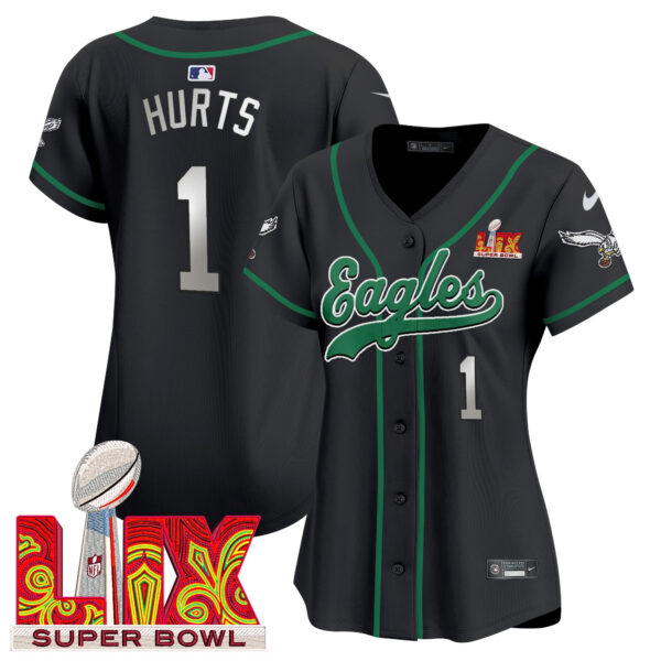 Women's Philadelphia Eagles Super Bowl LIX Patch Kelly Green Vapor Baseball Jersey - All Stitched - Image 25