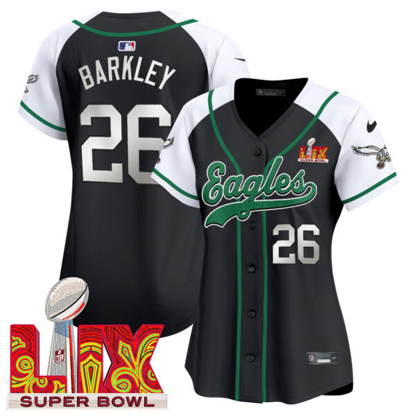 Women's Philadelphia Eagles Super Bowl LIX Patch Kelly Green Vapor Baseball Jersey - All Stitched - Image 45