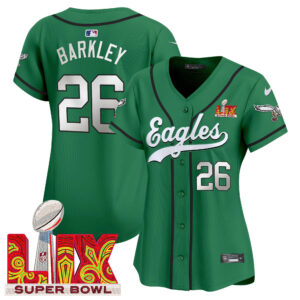 Women's Philadelphia Eagles Super Bowl LIX Patch Kelly Green Vapor Baseball Jersey - All Stitched