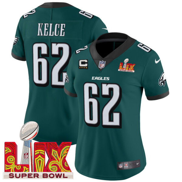 Women's Philadelphia Eagles Super Bowl LIX Patch Vapor Limited Jersey - All Stitched - Image 4