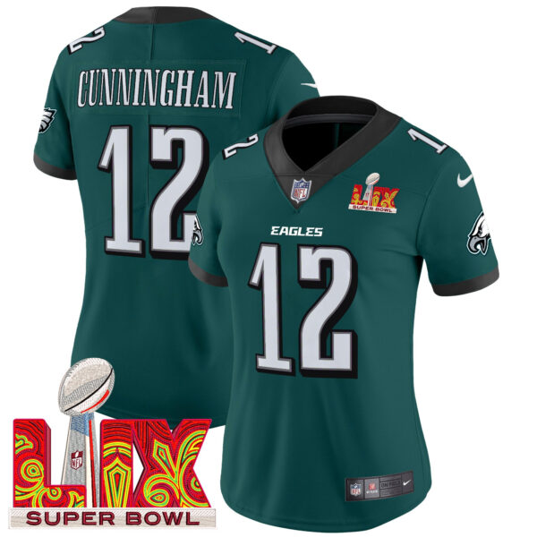 Women's Philadelphia Eagles Super Bowl LIX Patch Vapor Limited Jersey - All Stitched - Image 6