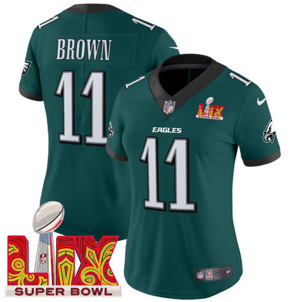 Women's Philadelphia Eagles Super Bowl LIX Patch Vapor Limited Jersey - All Stitched - Image 9
