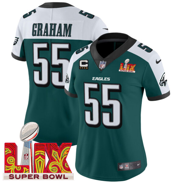 Women's Philadelphia Eagles Super Bowl LIX Patch Vapor Limited Jersey - All Stitched - Image 33