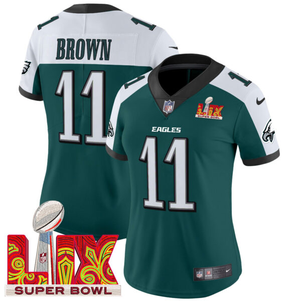 Women's Philadelphia Eagles Super Bowl LIX Patch Vapor Limited Jersey - All Stitched - Image 35