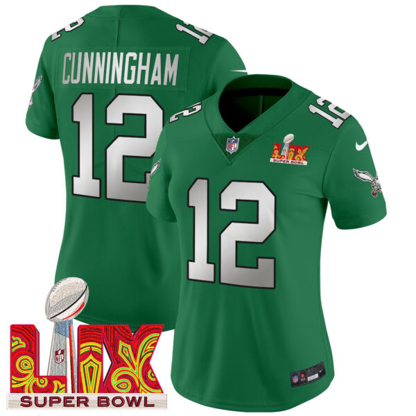 Women's Philadelphia Eagles Super Bowl LIX Patch Vapor Limited Jersey - All Stitched - Image 41