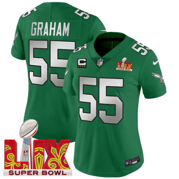 Women's Philadelphia Eagles Super Bowl LIX Patch Vapor Limited Jersey - All Stitched - Image 42