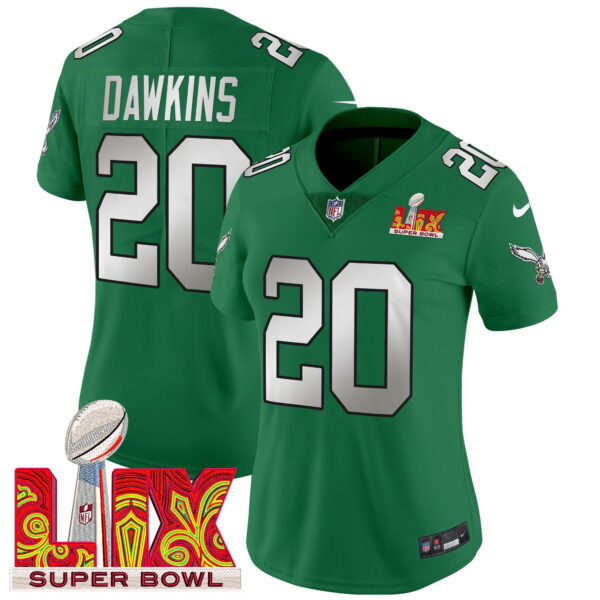 Women's Philadelphia Eagles Super Bowl LIX Patch Vapor Limited Jersey - All Stitched - Image 43
