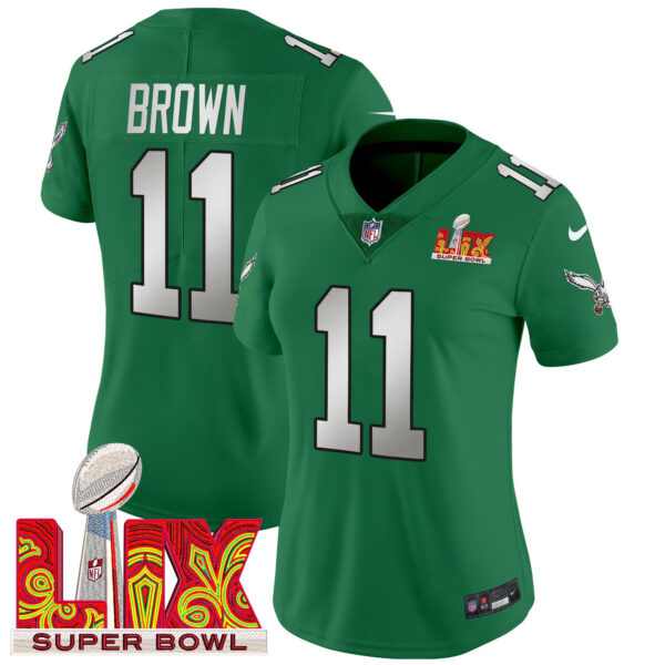 Women's Philadelphia Eagles Super Bowl LIX Patch Vapor Limited Jersey - All Stitched - Image 44