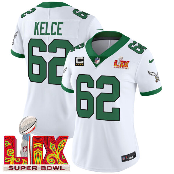 Women's Philadelphia Eagles Super Bowl LIX Patch Vapor Limited Jersey - All Stitched - Image 48