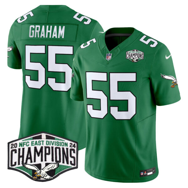 Men's Philadelphia Eagles Kelly Green 2024 NFC East Division Champions Vapor Limited Jersey - All Stitched - Image 34