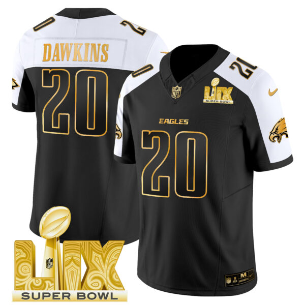 Men's Philadelphia Eagles Super Bowl LIX Patch Gold Vapor Limited Jersey - All Stitched - Image 8