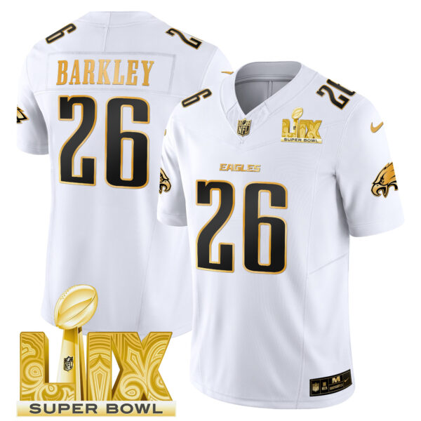 Men's Philadelphia Eagles Super Bowl LIX Patch Gold Vapor Limited Jersey - All Stitched - Image 11