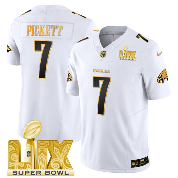 Men's Philadelphia Eagles Super Bowl LIX Patch Gold Vapor Limited Jersey - All Stitched - Image 12