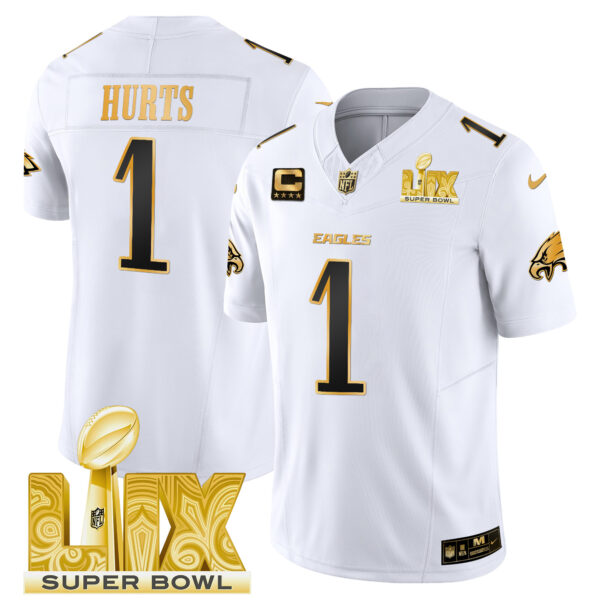 Men's Philadelphia Eagles Super Bowl LIX Patch Gold Vapor Limited Jersey - All Stitched - Image 13