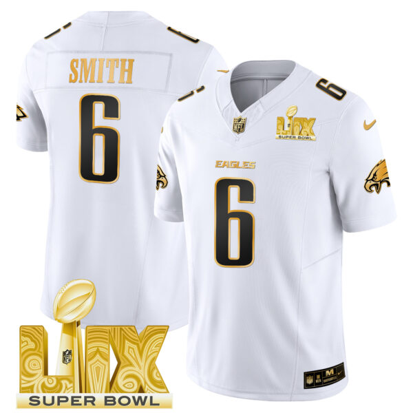 Men's Philadelphia Eagles Super Bowl LIX Patch Gold Vapor Limited Jersey - All Stitched - Image 15