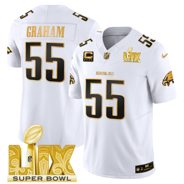 Men's Philadelphia Eagles Super Bowl LIX Patch Gold Vapor Limited Jersey - All Stitched - Image 17