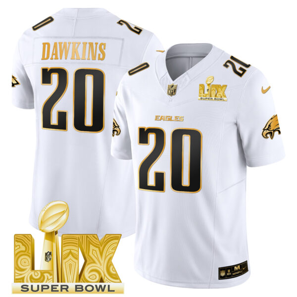 Men's Philadelphia Eagles Super Bowl LIX Patch Gold Vapor Limited Jersey - All Stitched - Image 18