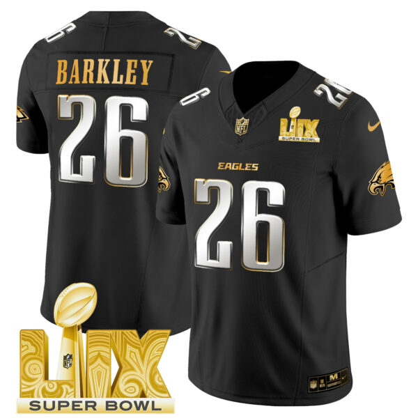 Men's Philadelphia Eagles Super Bowl LIX Patch Gold Vapor Limited Jersey - All Stitched - Image 31