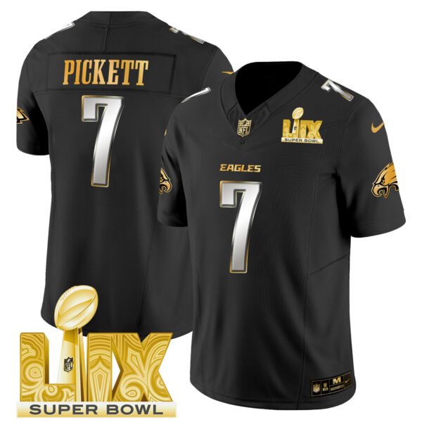 Men's Philadelphia Eagles Super Bowl LIX Patch Gold Vapor Limited Jersey - All Stitched - Image 32
