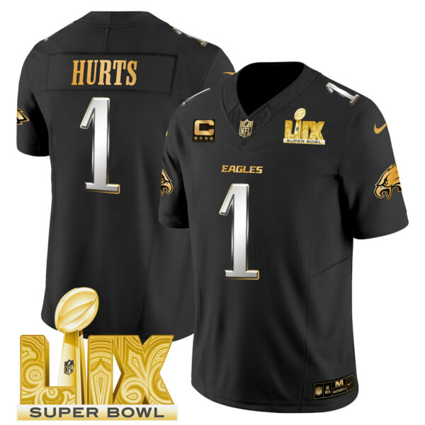 Men's Philadelphia Eagles Super Bowl LIX Patch Gold Vapor Limited Jersey - All Stitched - Image 33