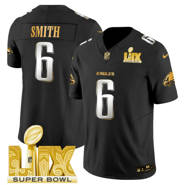 Men's Philadelphia Eagles Super Bowl LIX Patch Gold Vapor Limited Jersey - All Stitched - Image 35