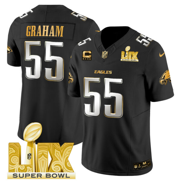 Men's Philadelphia Eagles Super Bowl LIX Patch Gold Vapor Limited Jersey - All Stitched - Image 37