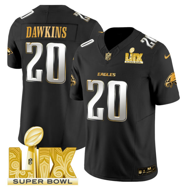 Men's Philadelphia Eagles Super Bowl LIX Patch Gold Vapor Limited Jersey - All Stitched - Image 38