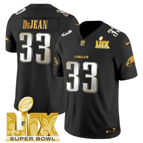 Men's Philadelphia Eagles Super Bowl LIX Patch Gold Vapor Limited Jersey - All Stitched - Image 40
