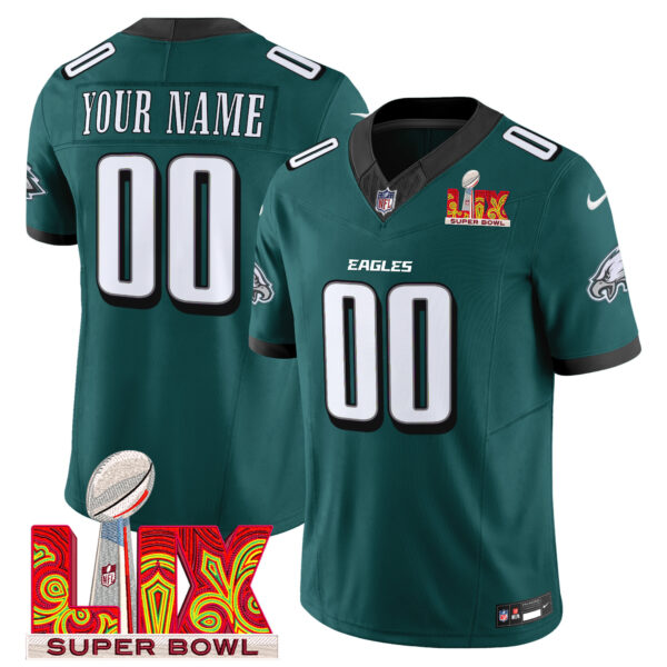 Philadelphia Eagles Super Bowl LIX Patch Vapor Limited Custom Jersey - All Stitched - Image 2