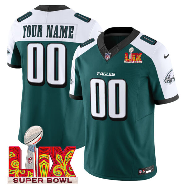 Philadelphia Eagles Super Bowl LIX Patch Vapor Limited Custom Jersey - All Stitched - Image 4