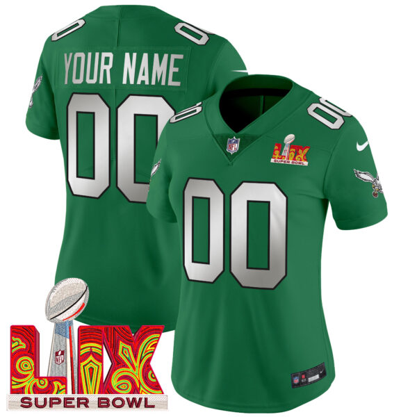 Philadelphia Eagles Super Bowl LIX Patch Vapor Limited Custom Jersey - All Stitched - Image 11
