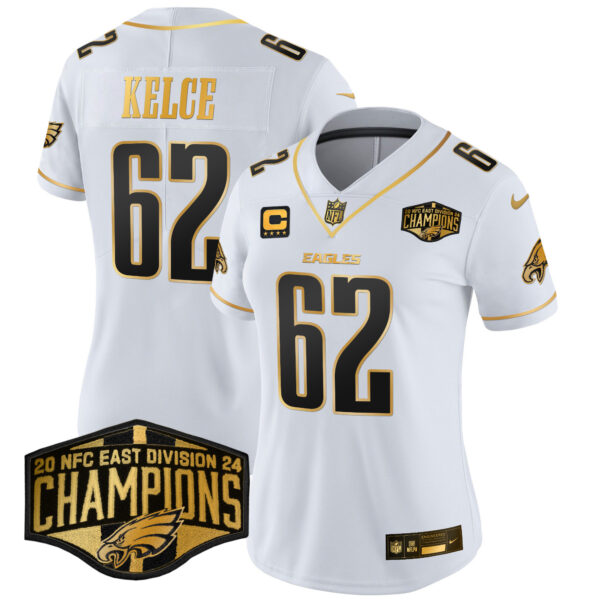 Women's Philadelphia Eagles 2024 NFC East Division Champions Gold Vapor Limited Jersey - All Stitched - Image 12