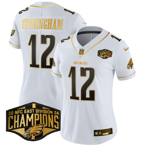 Women's Philadelphia Eagles 2024 NFC East Division Champions Gold Vapor Limited Jersey - All Stitched - Image 14