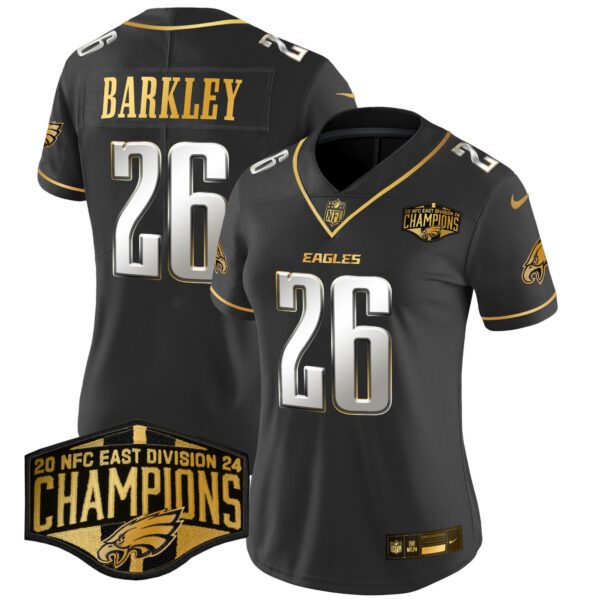 Women's Philadelphia Eagles 2024 NFC East Division Champions Gold Vapor Limited Jersey - All Stitched - Image 25