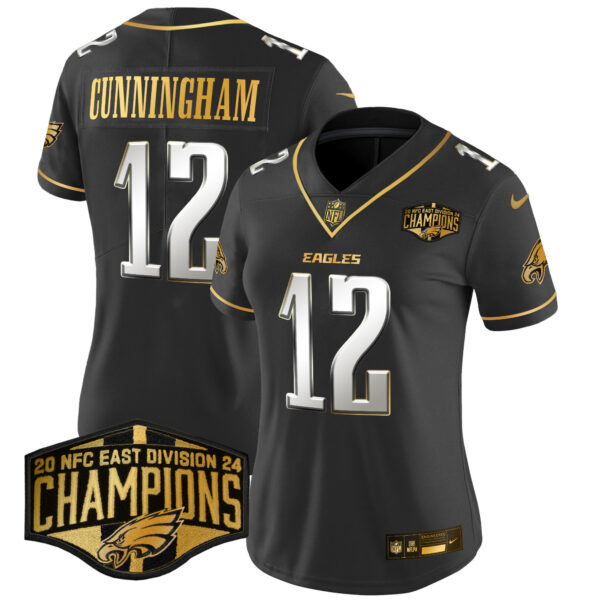 Women's Philadelphia Eagles 2024 NFC East Division Champions Gold Vapor Limited Jersey - All Stitched - Image 30