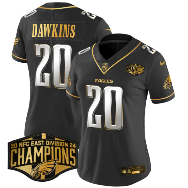 Women's Philadelphia Eagles 2024 NFC East Division Champions Gold Vapor Limited Jersey - All Stitched - Image 32