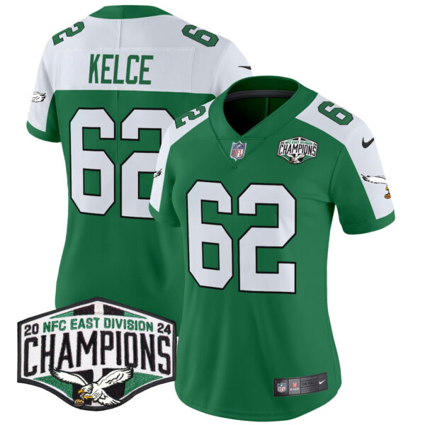 Women's Philadelphia Eagles Kelly Green 2024 NFC East Division Champions Vapor Limited Jersey - All Stitched - Image 22