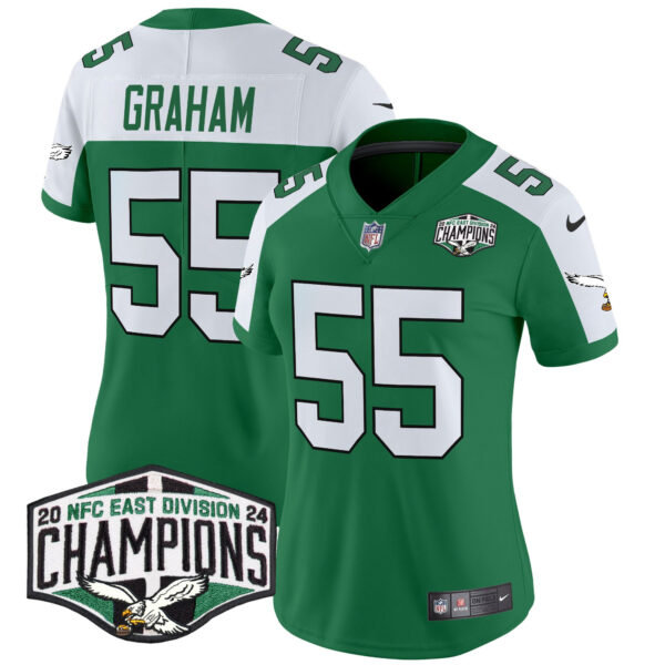 Women's Philadelphia Eagles Kelly Green 2024 NFC East Division Champions Vapor Limited Jersey - All Stitched - Image 25