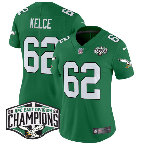 Women's Philadelphia Eagles Kelly Green 2024 NFC East Division Champions Vapor Limited Jersey - All Stitched - Image 31