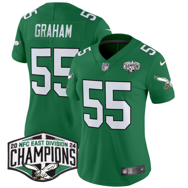 Women's Philadelphia Eagles Kelly Green 2024 NFC East Division Champions Vapor Limited Jersey - All Stitched - Image 34