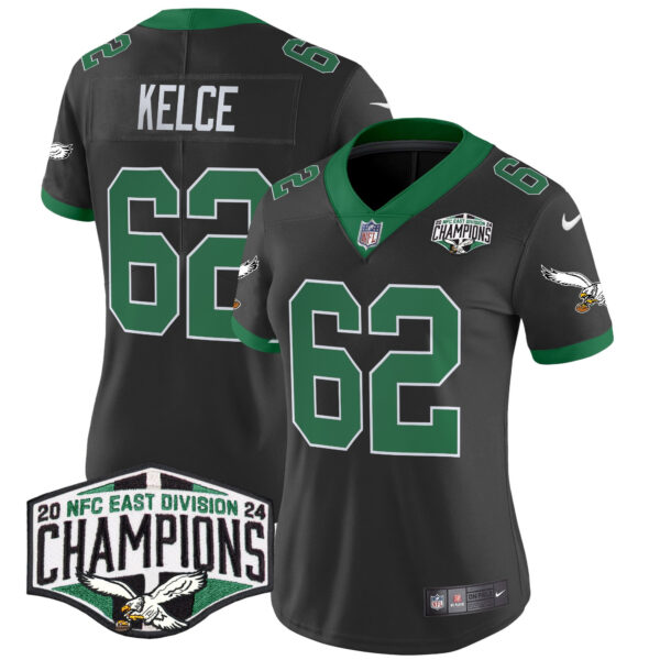 Women's Philadelphia Eagles Kelly Green 2024 NFC East Division Champions Vapor Limited Jersey - All Stitched - Image 40