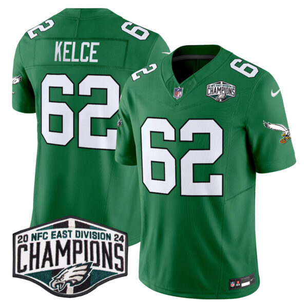 Men's Philadelphia Eagles Kelly Green 2024 NFC East Division Champions Vapor Limited Jersey V2 - All Stitched - Image 31